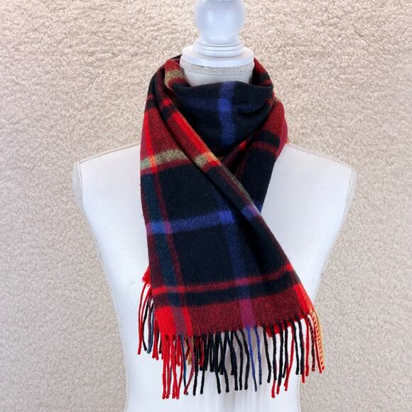 Royal Rossi 100% Tartan Plaid Cashmere Winter Scarf Yarn Tassels 55"x12" Soft - Picture 5 of 7